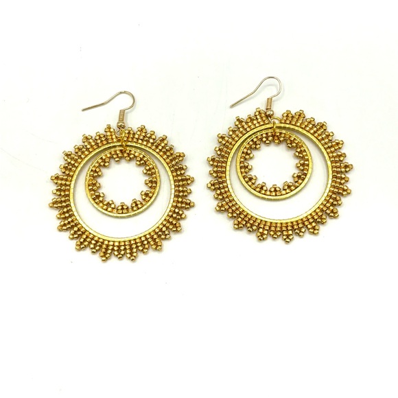 Hand Crafted Golden Sun Hoop Chunky Earrings - Picture 3 of 7